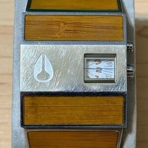 Nixon The Rotolog Direct Time Bamboo Wood Grain Surf Analog Mens Watch RUNS READ